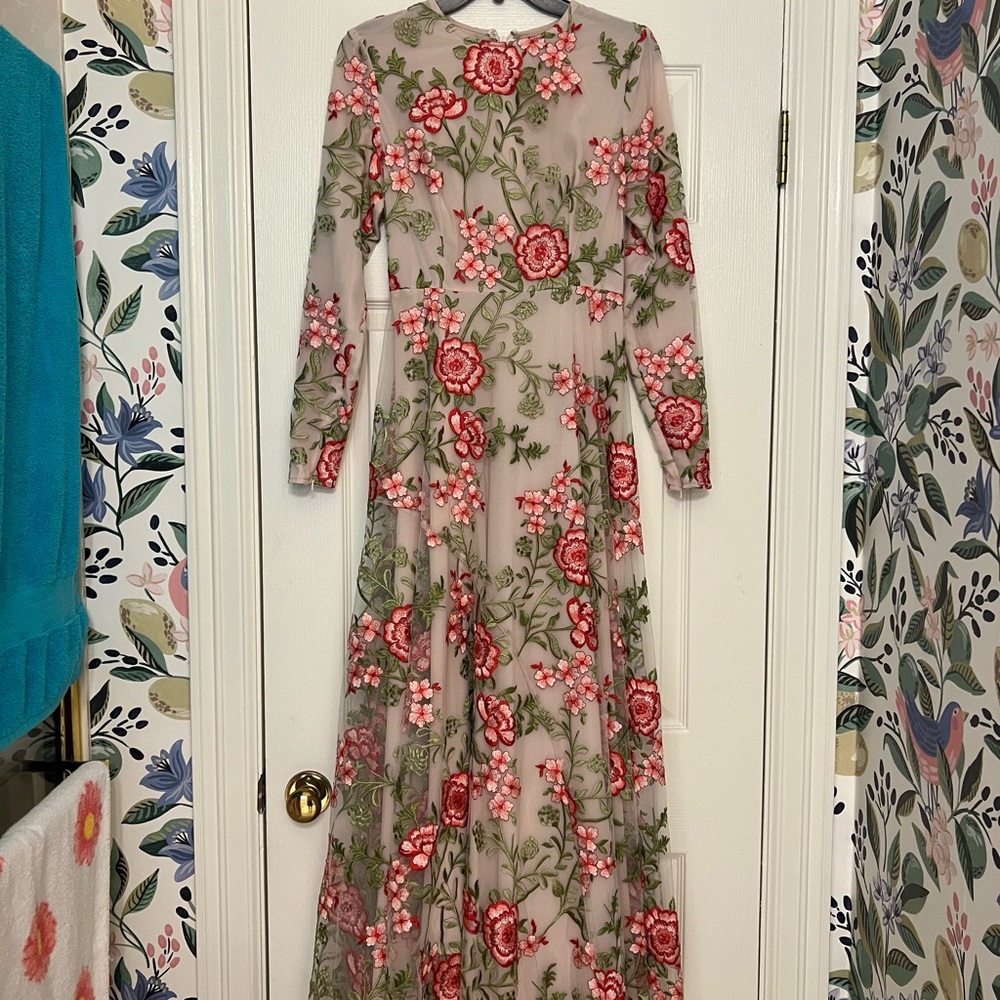 ASOS Pink and Red Long Sleeve A-line Dress